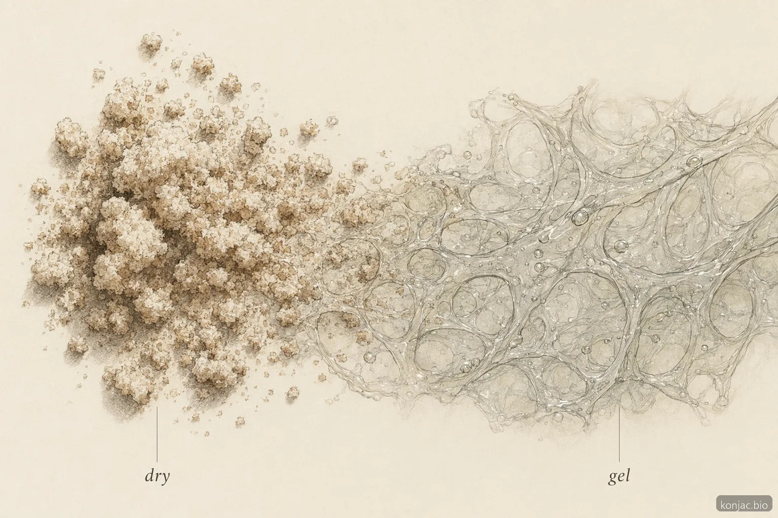 glucomannan supplement manufacturing testing checks how dry powder hydrates into a viscous gel network