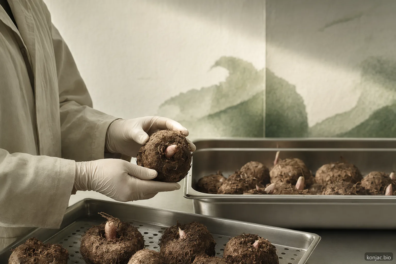 glucomannan supplement manufacturing quality begins with inspected konjac corms at controlled raw material intake