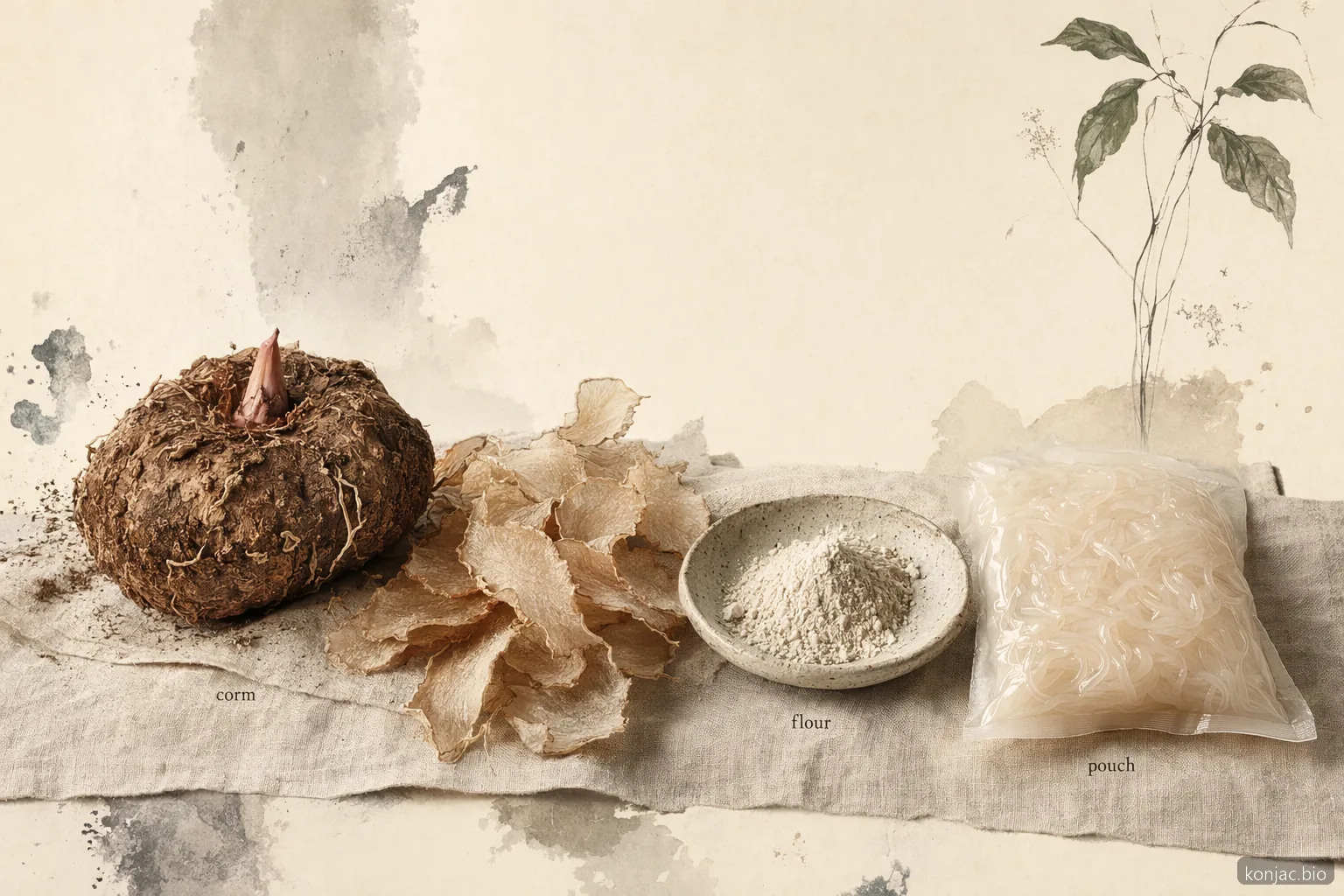private-label shirataki process moves from konjac corm to flour to sealed pouch without needing a factory.