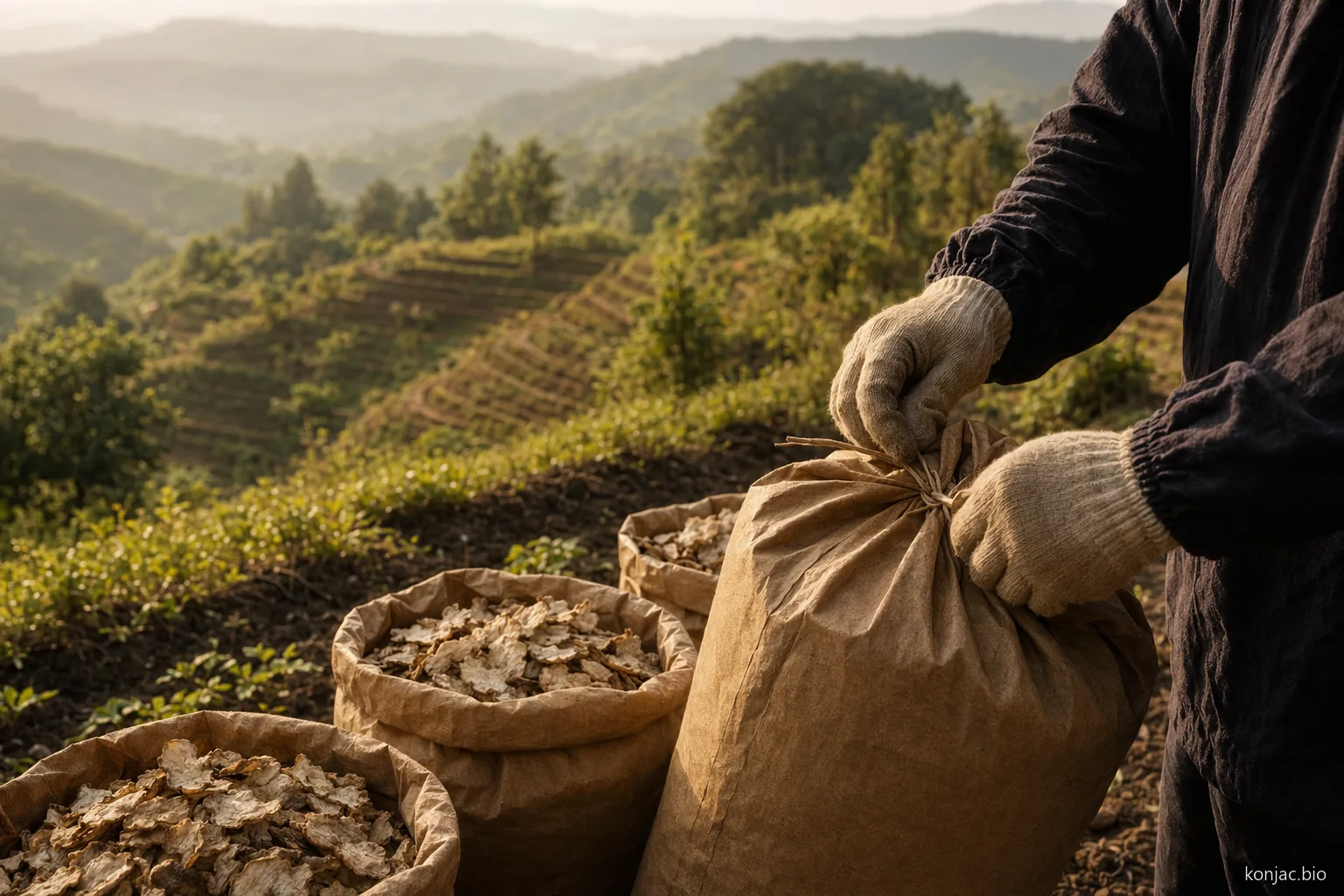 Wholesale konjac flour sourcing depends on field harvests, drying, packing, and realistic lead-time planning.
