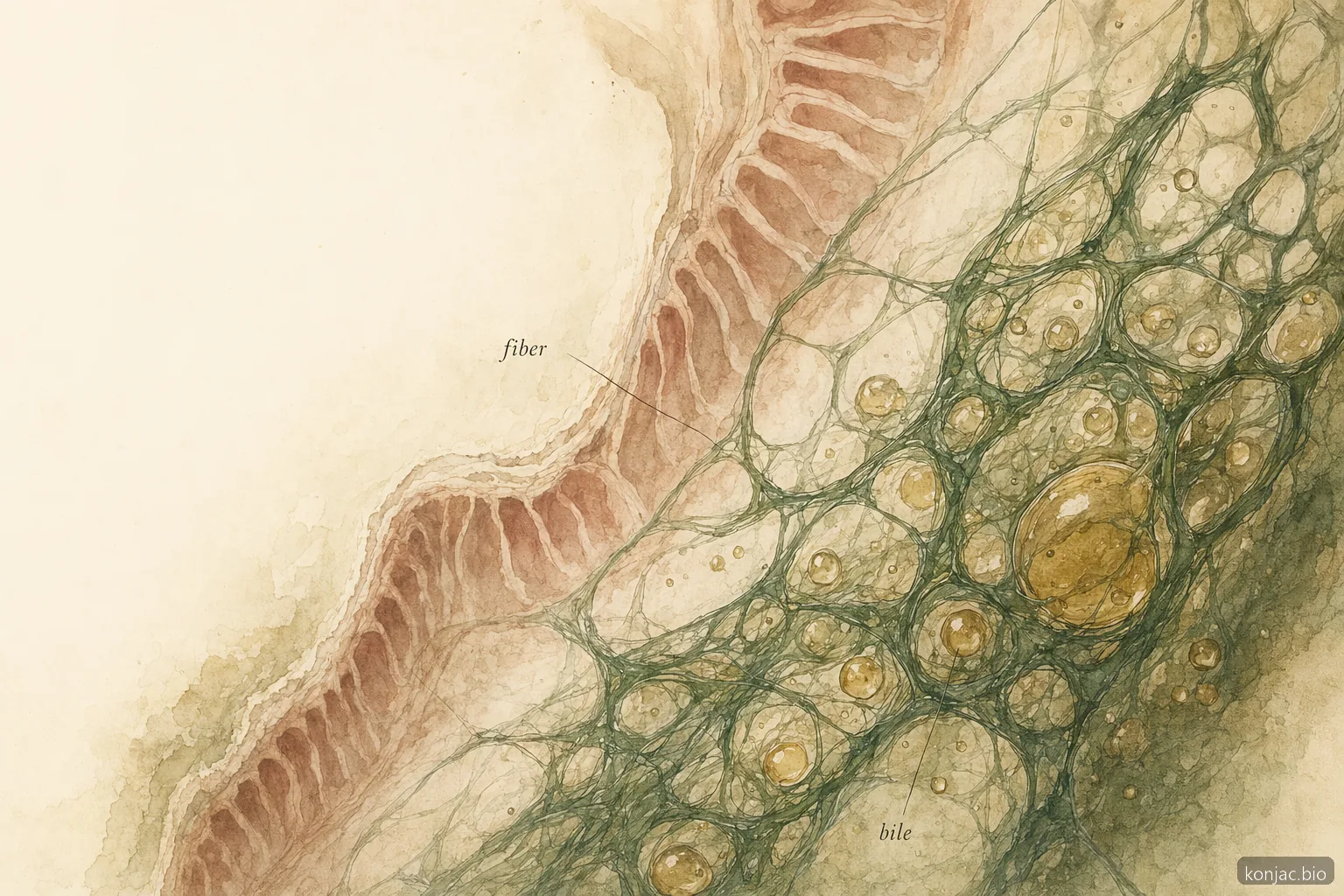 glucomannan cholesterol mechanism: soluble fiber gel can bind bile acids, nudging LDL markers modestly