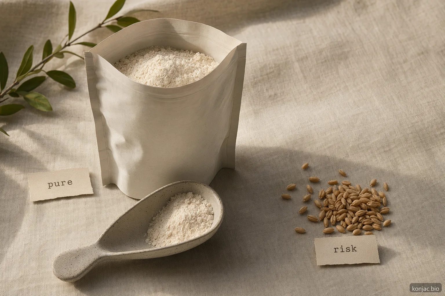 is konjac flour gluten free when pure, but labels matter because blends or shared equipment can add gluten risk