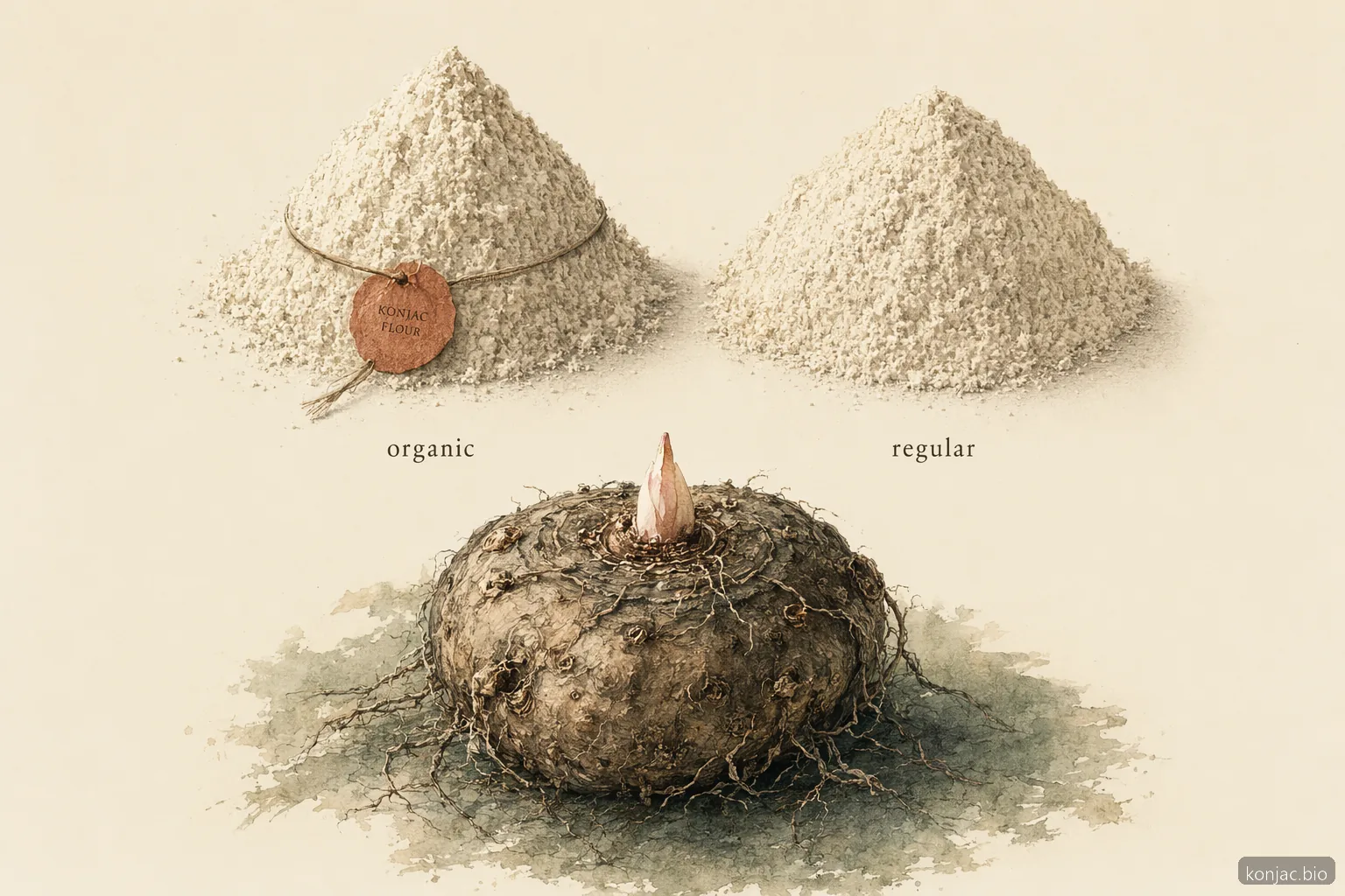 organic konjac flour and regular konjac flour come from the same corm; certification documents handling control