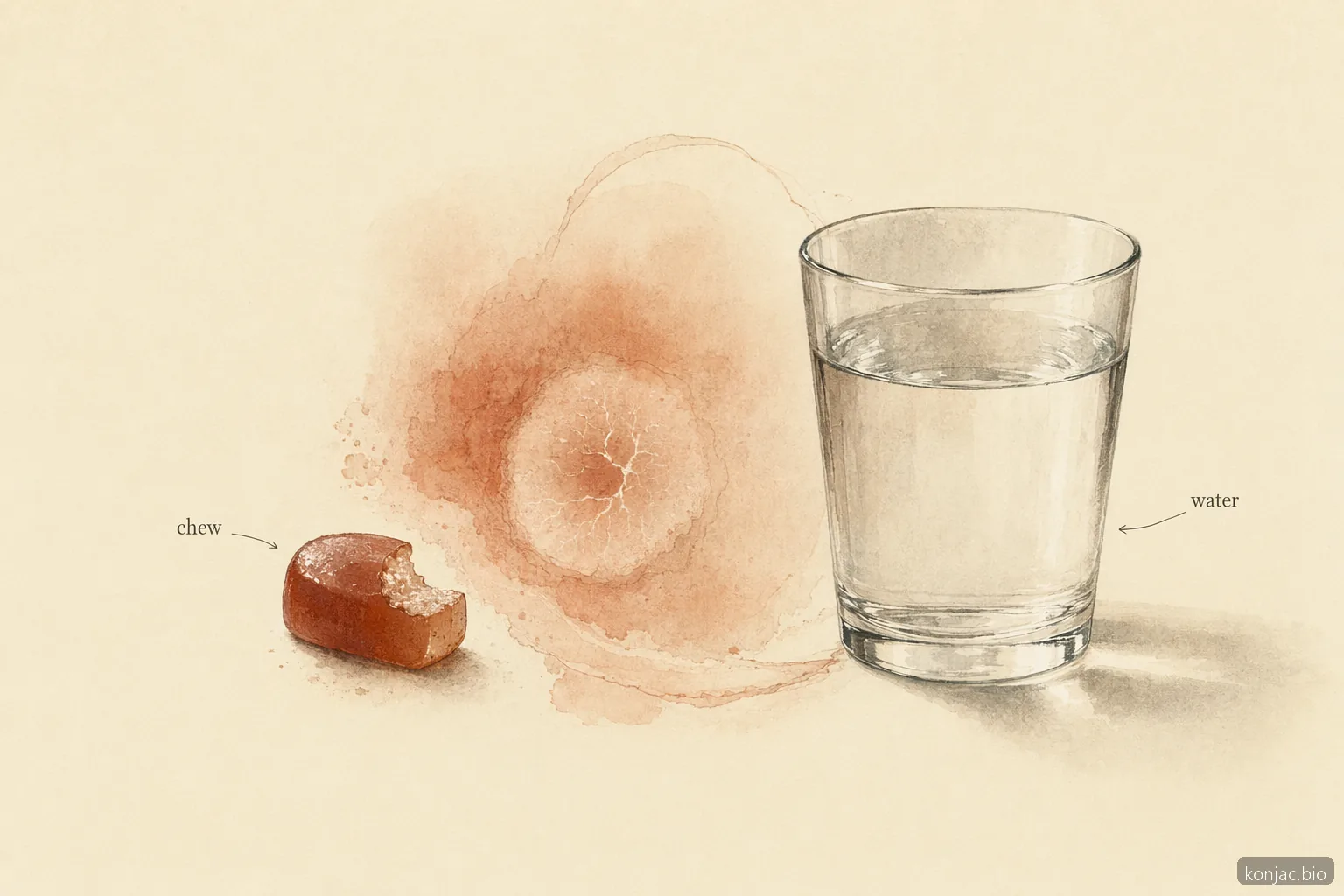 Konjac gummies safety improves when pieces are soft, chewed well, and paired with water.