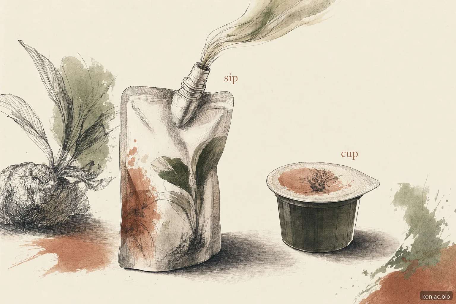 jelly.b drinkable konjac jelly comparison shows pouch sipping as gentler than swallowing a small cup whole