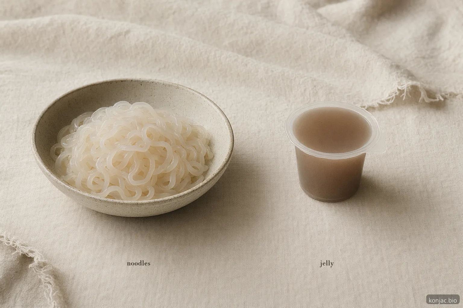 Konjac noodle ban comparison: shirataki noodles remain food, while mini-cup konjac jellies were restricted.