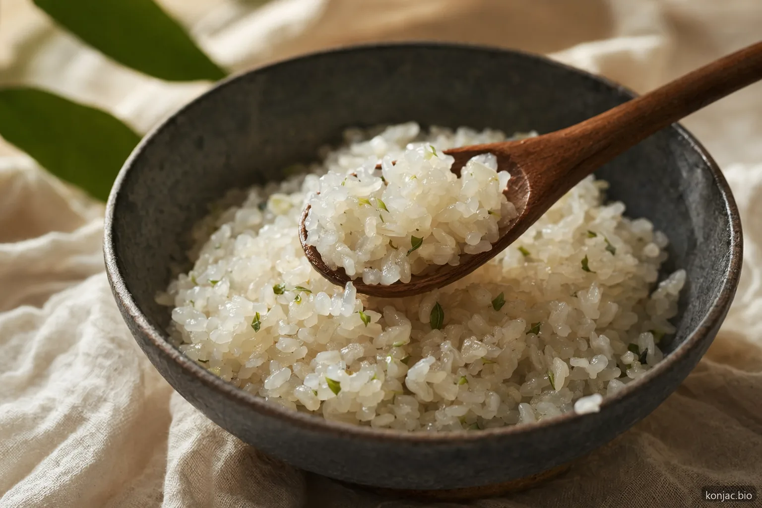 Dried and dehydrated konjac rice, cook-from-dry format