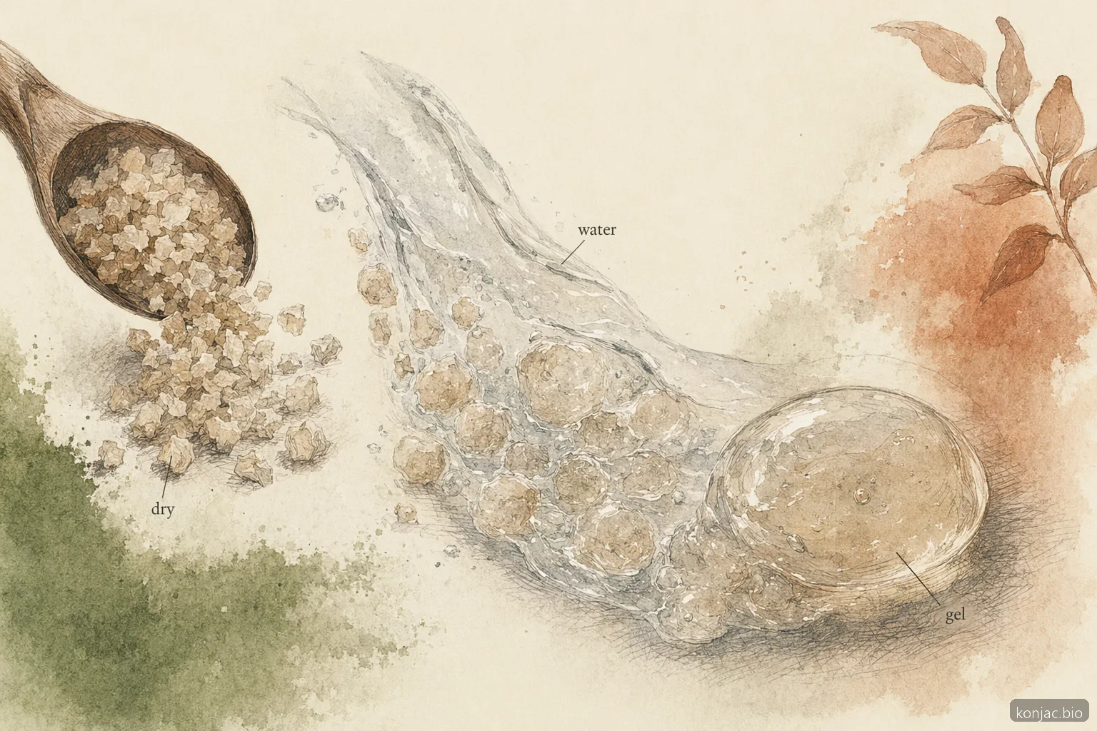 is konjac rice dangerous, glucomannan swelling into gel explains bloating and why dry forms need water