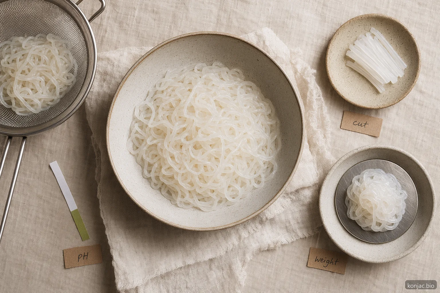 shirataki noodle bulk specs should define cut, pH, and drained weight before wholesale orders are placed