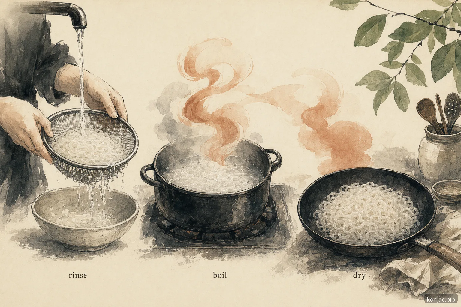 shirataki noodles noodle prep works best when rinsed, briefly boiled, then pan-dried before adding sauce